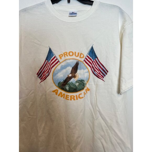 vintage Proud American Yazbek T-Shirt With Eagle & Flag Graphic 100% Cotton Shor - Picture 2 of 6